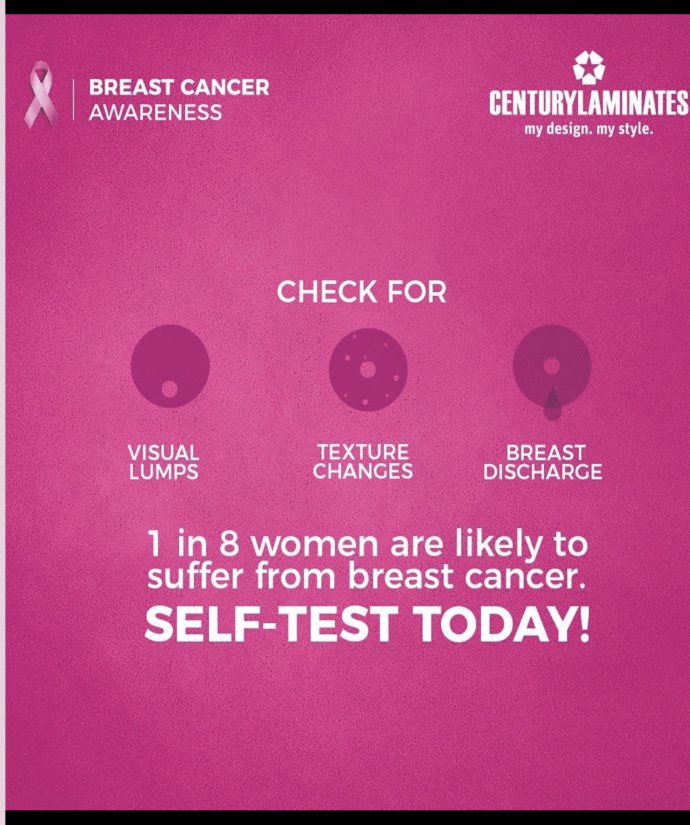 CenturyLaminates PinkPledge self-test awareness creative