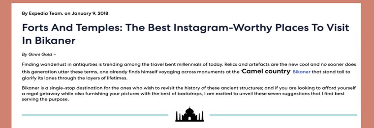 Expedia travel blog by Ginni Gold: Best places to visit in Bikaner