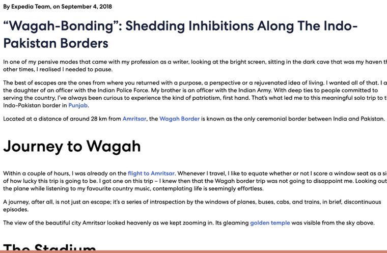 Expedia travel blog: Wagah border narrative feature