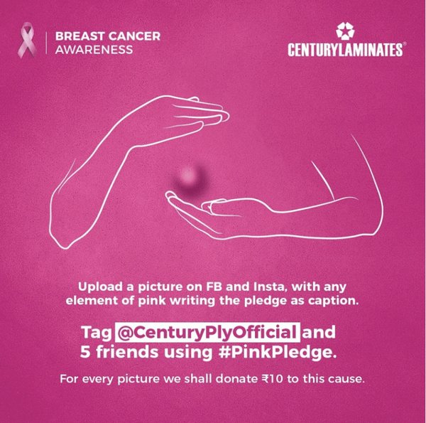 CenturyLaminates PinkPledge tag-and-pledge creative