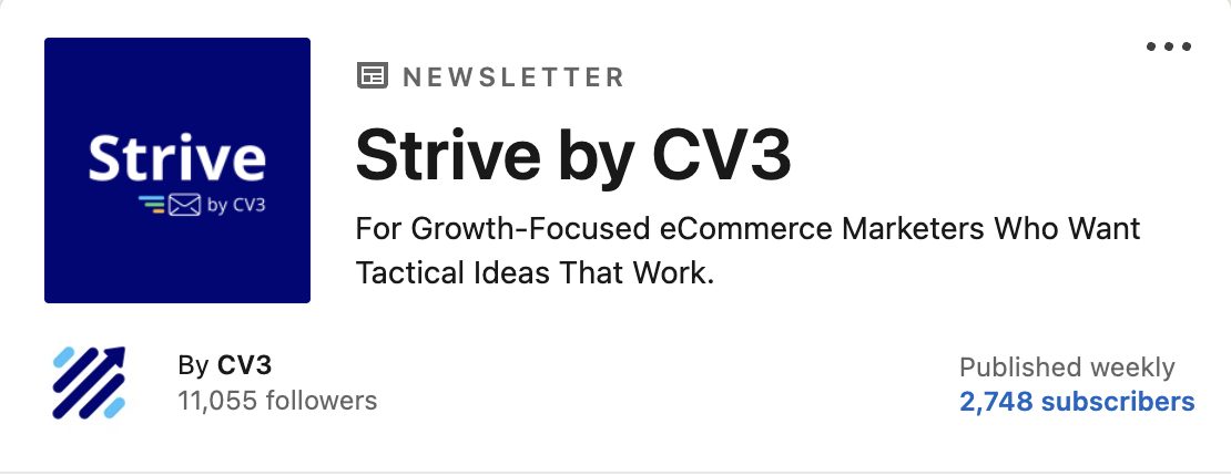 Strive by CV3 newsletter, 2,748 subscribers