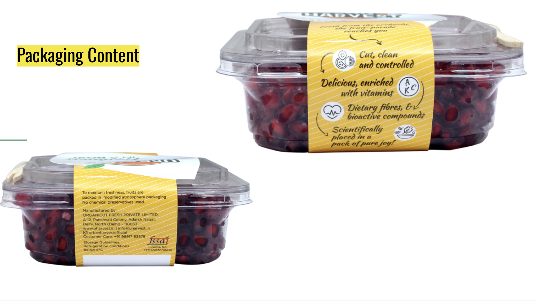 Urban Harvest packaging content, front and reverse